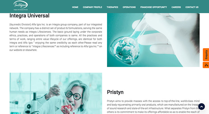 Integra Pharma website photo